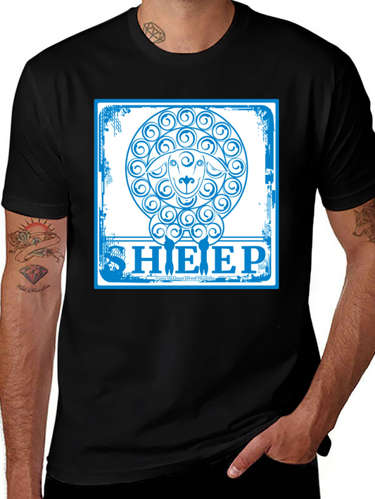 Sheep Graphic T-Shirt - Trendy Crew Neck Tee