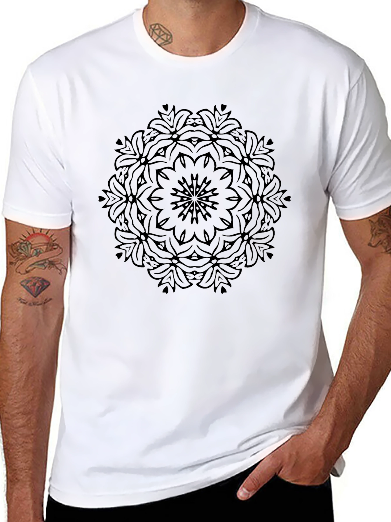 Mandala Graphic Black T-Shirt - Relaxed Fit
