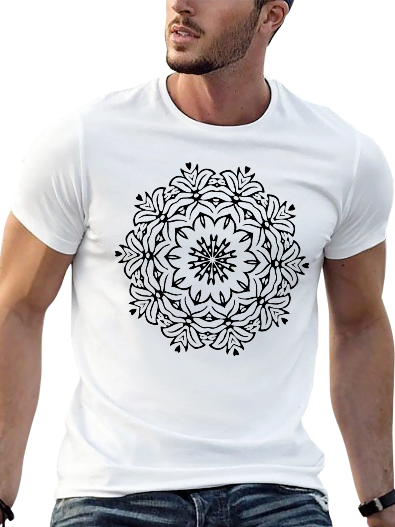 Mandala Graphic Black T-Shirt - Relaxed Fit