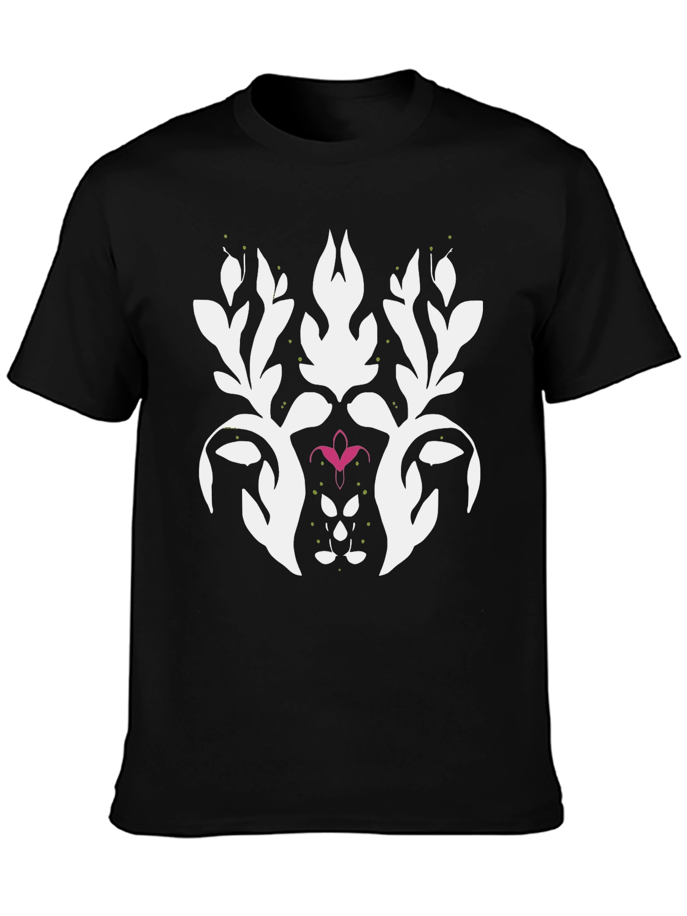 Stylish Black Graphic Tee - Abstract Floral Design