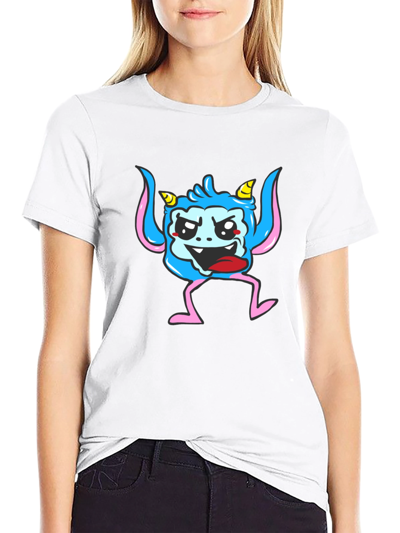 Monster Graphic Print Black T-Shirt