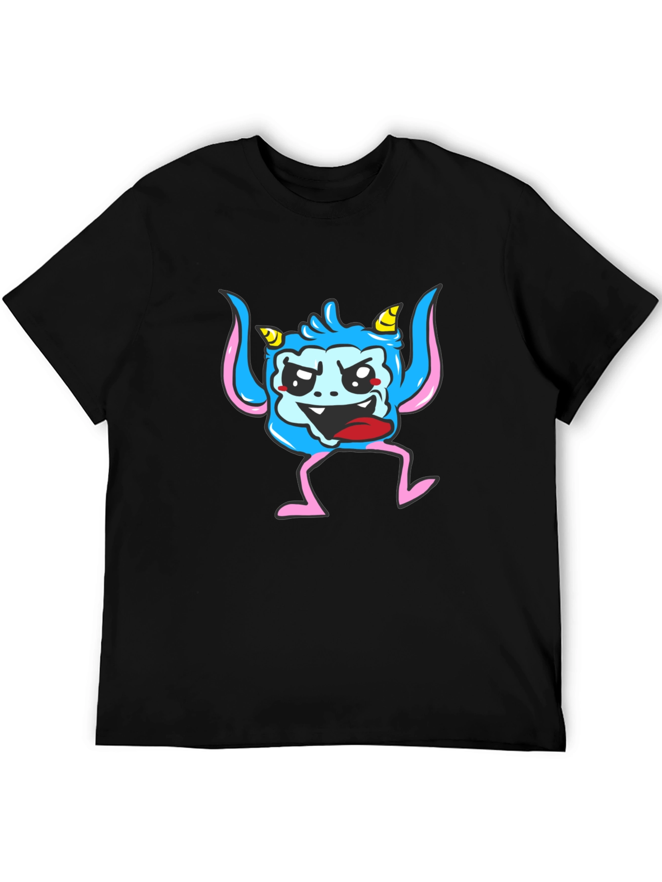 Monster Graphic Print Black T-Shirt