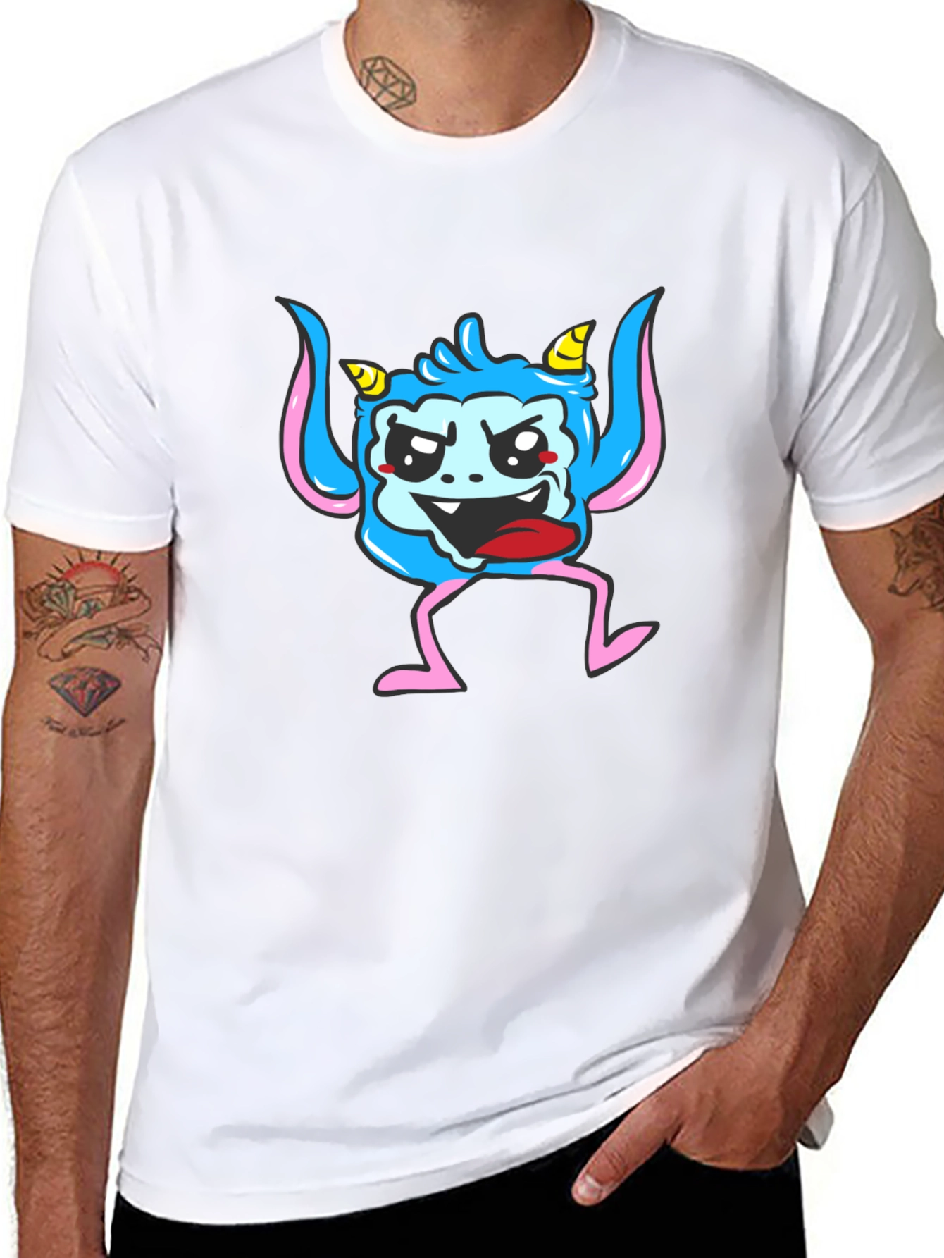 Monster Graphic Print Black T-Shirt