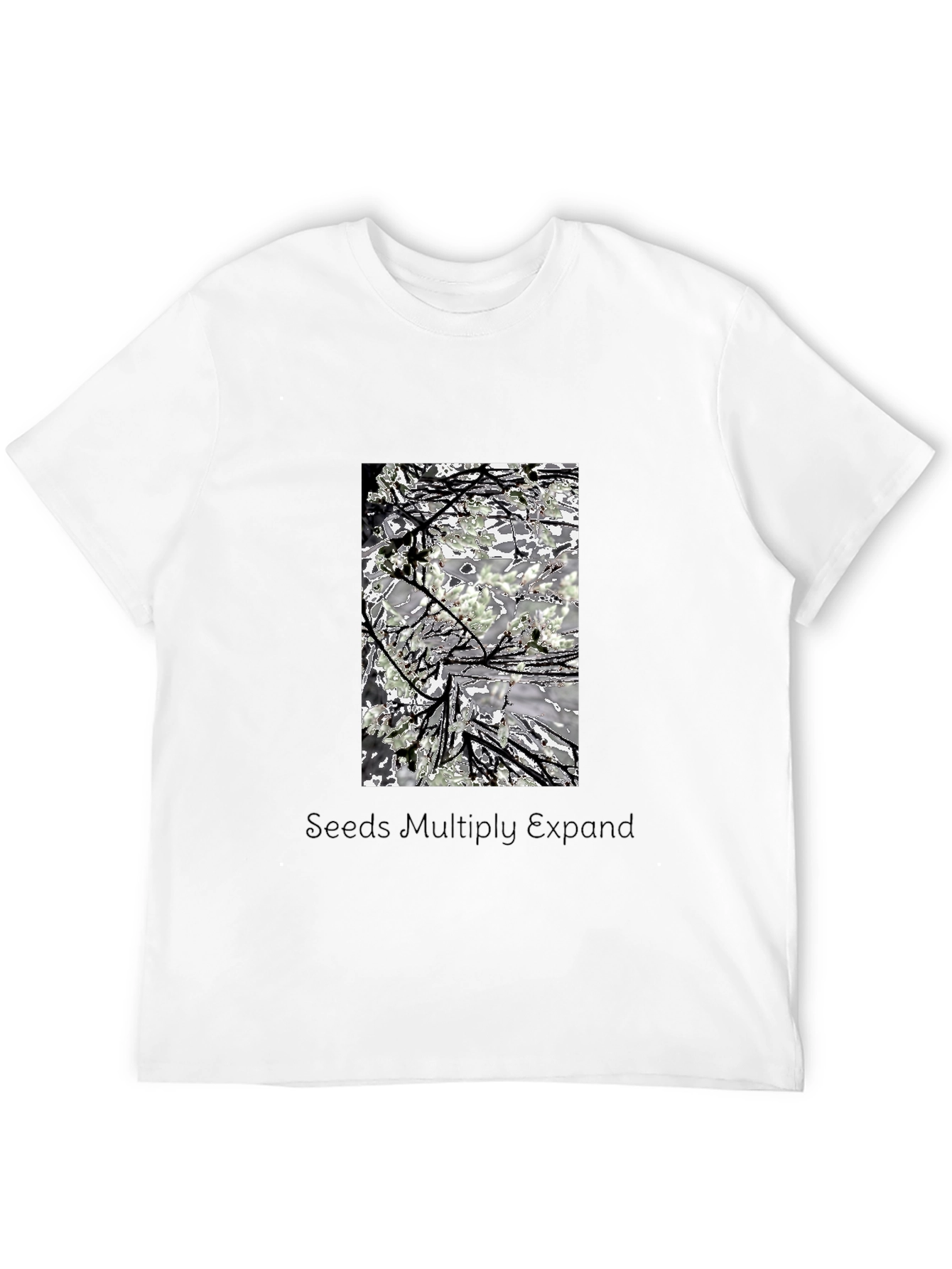 Artistic Nature-Themed Graphic Tee - Black