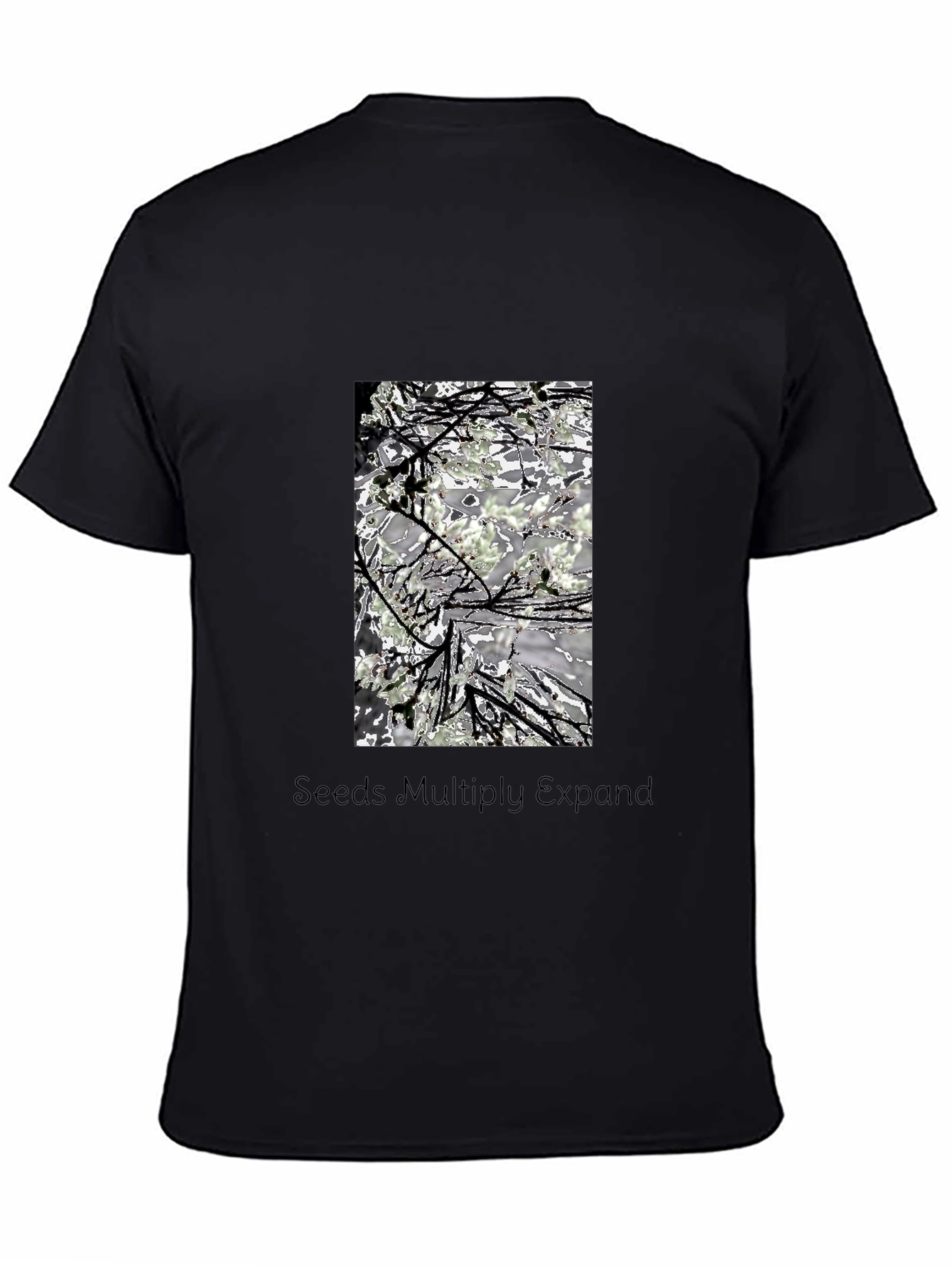 Artistic Nature-Themed Graphic Tee - Black