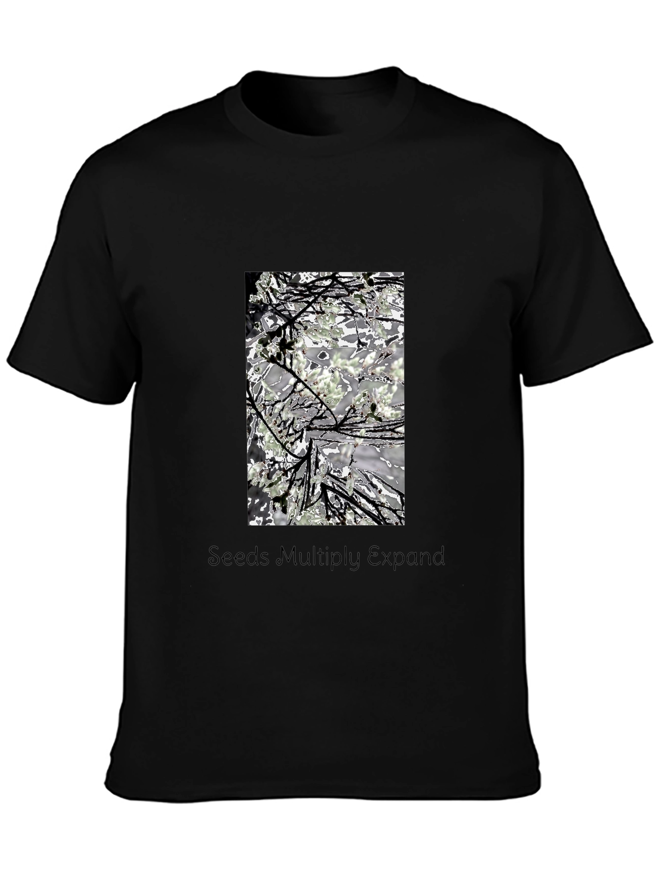 Artistic Nature-Themed Graphic Tee - Black