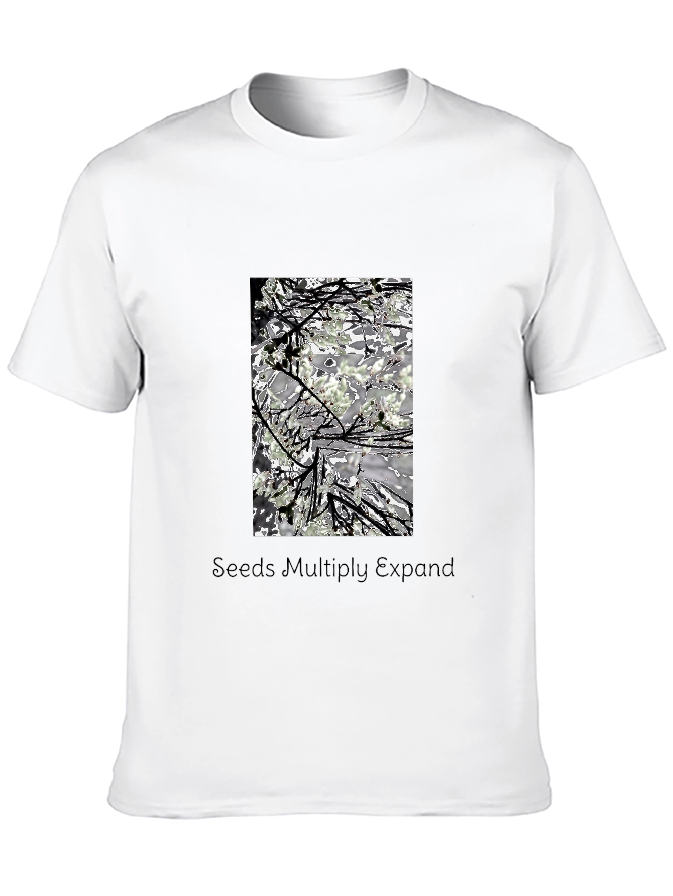 Artistic Nature-Themed Graphic Tee - Black