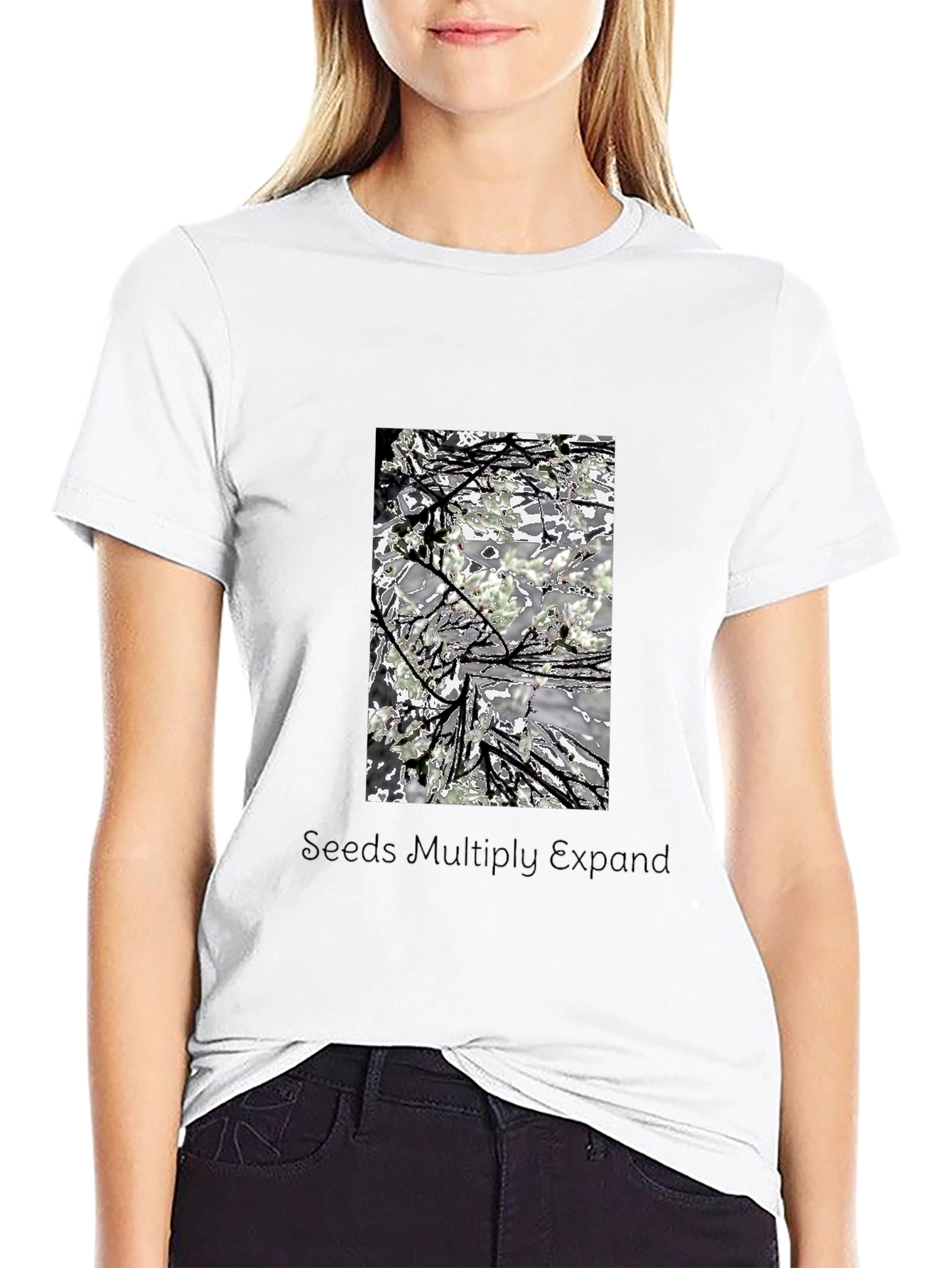 Artistic Nature-Themed Graphic Tee - Black