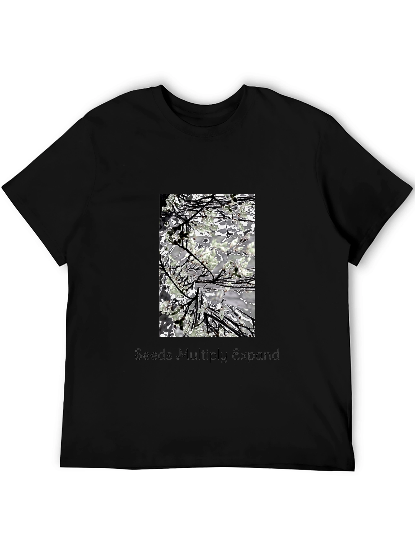 Artistic Nature-Themed Graphic Tee - Black