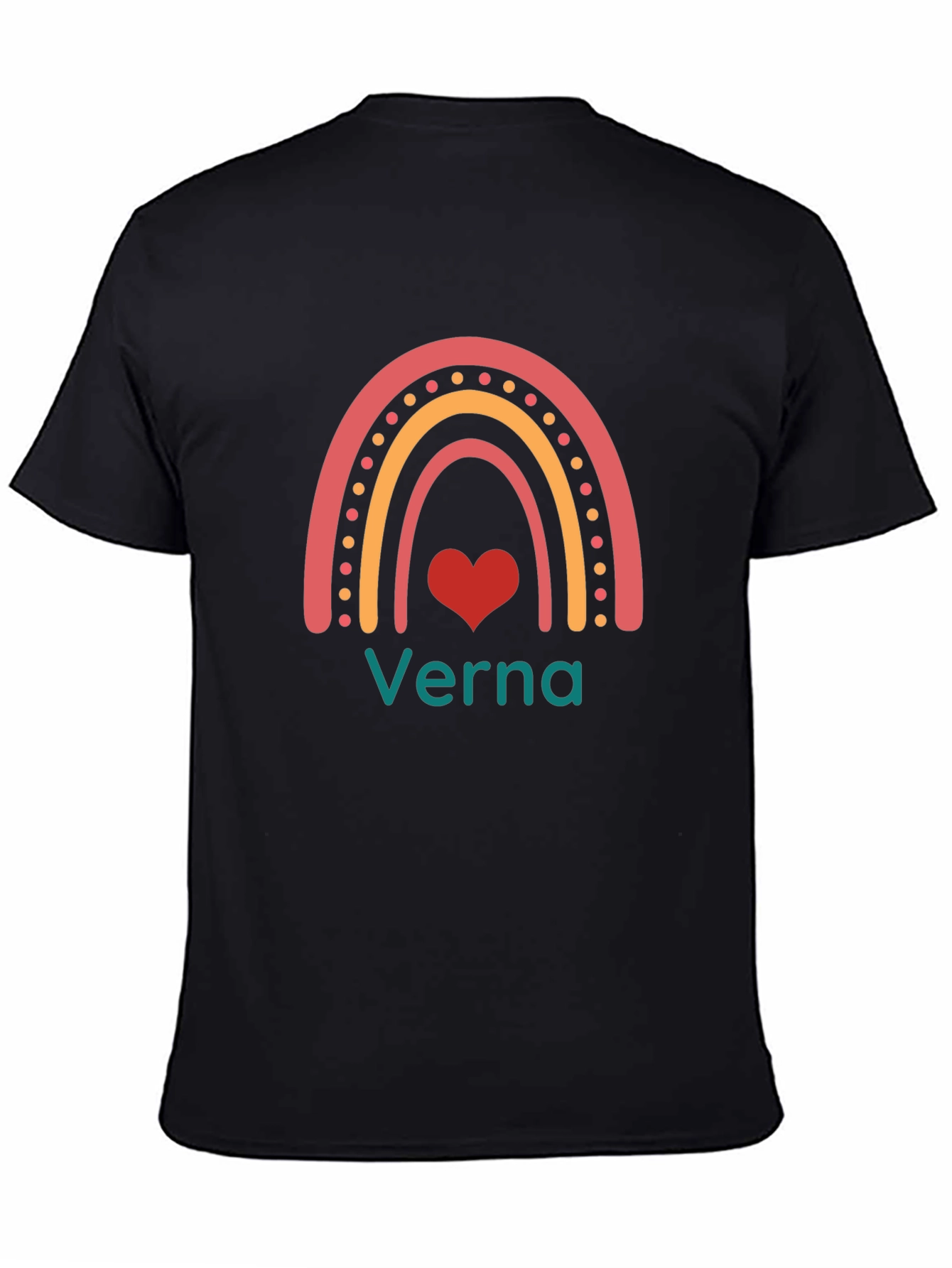 Verna Rainbow Heart Graphic Tee - Black