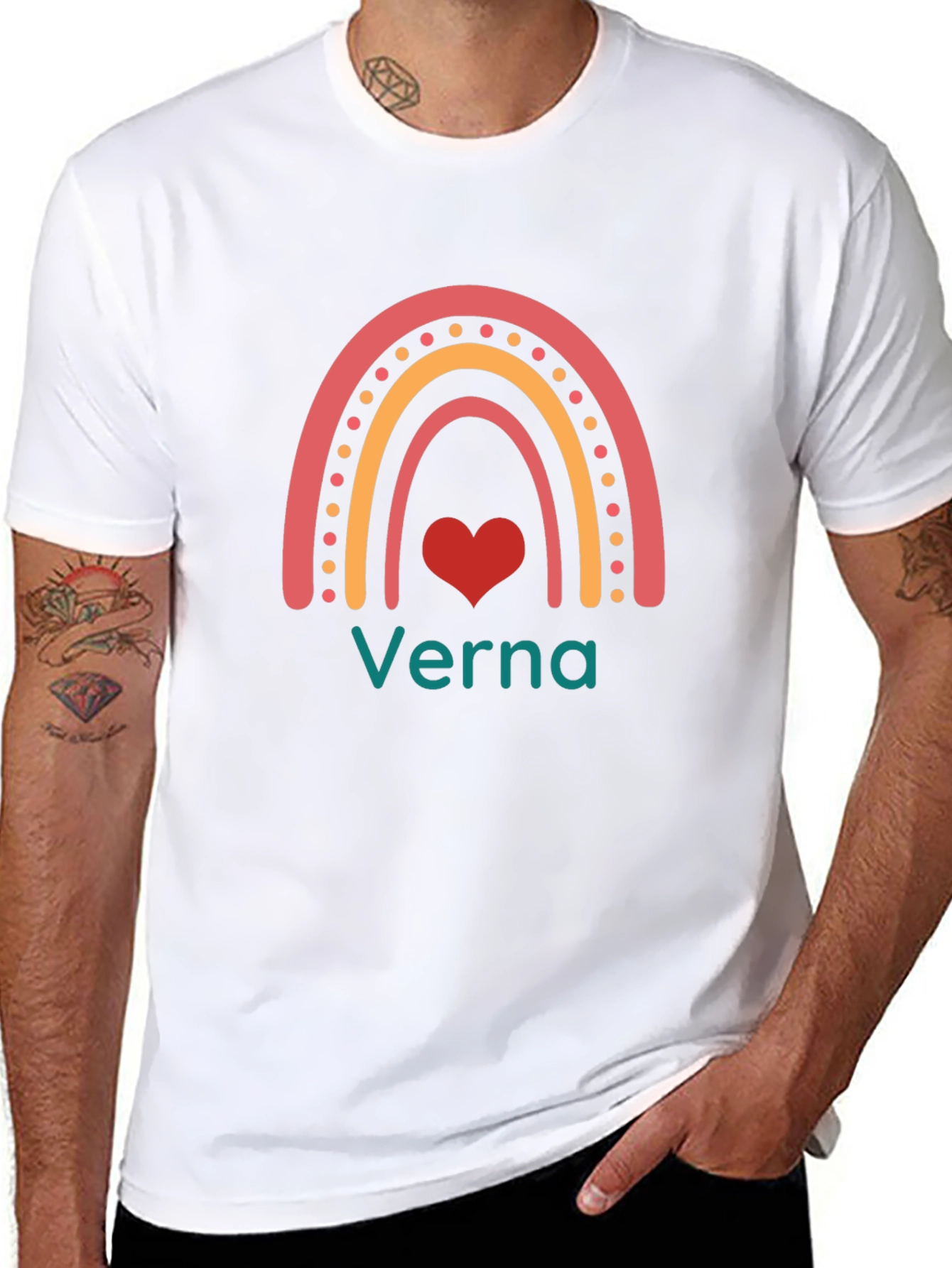 Verna Rainbow Heart Graphic Tee - Black