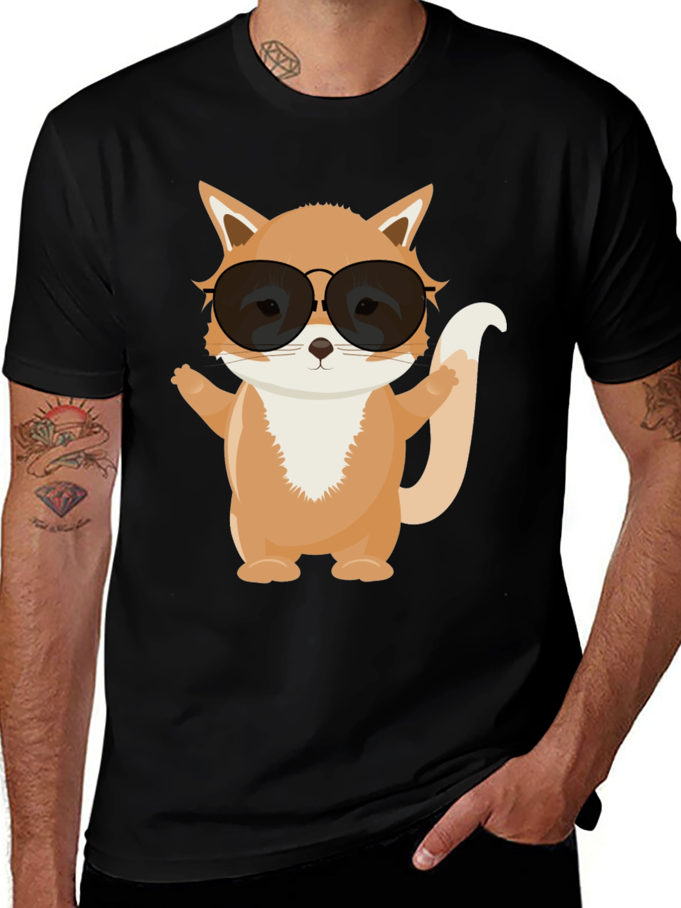 Cool Fox Graphic Tee - Black T-Shirt