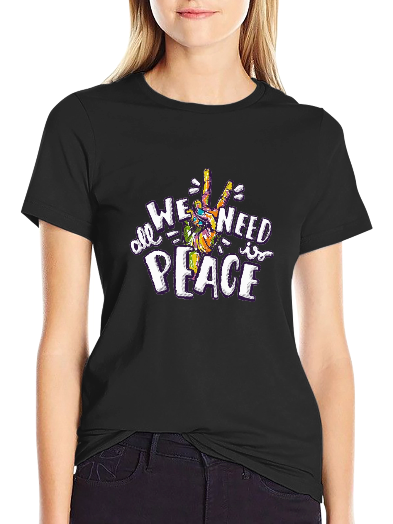 All We Need Is Peace Graphic Tee - Black