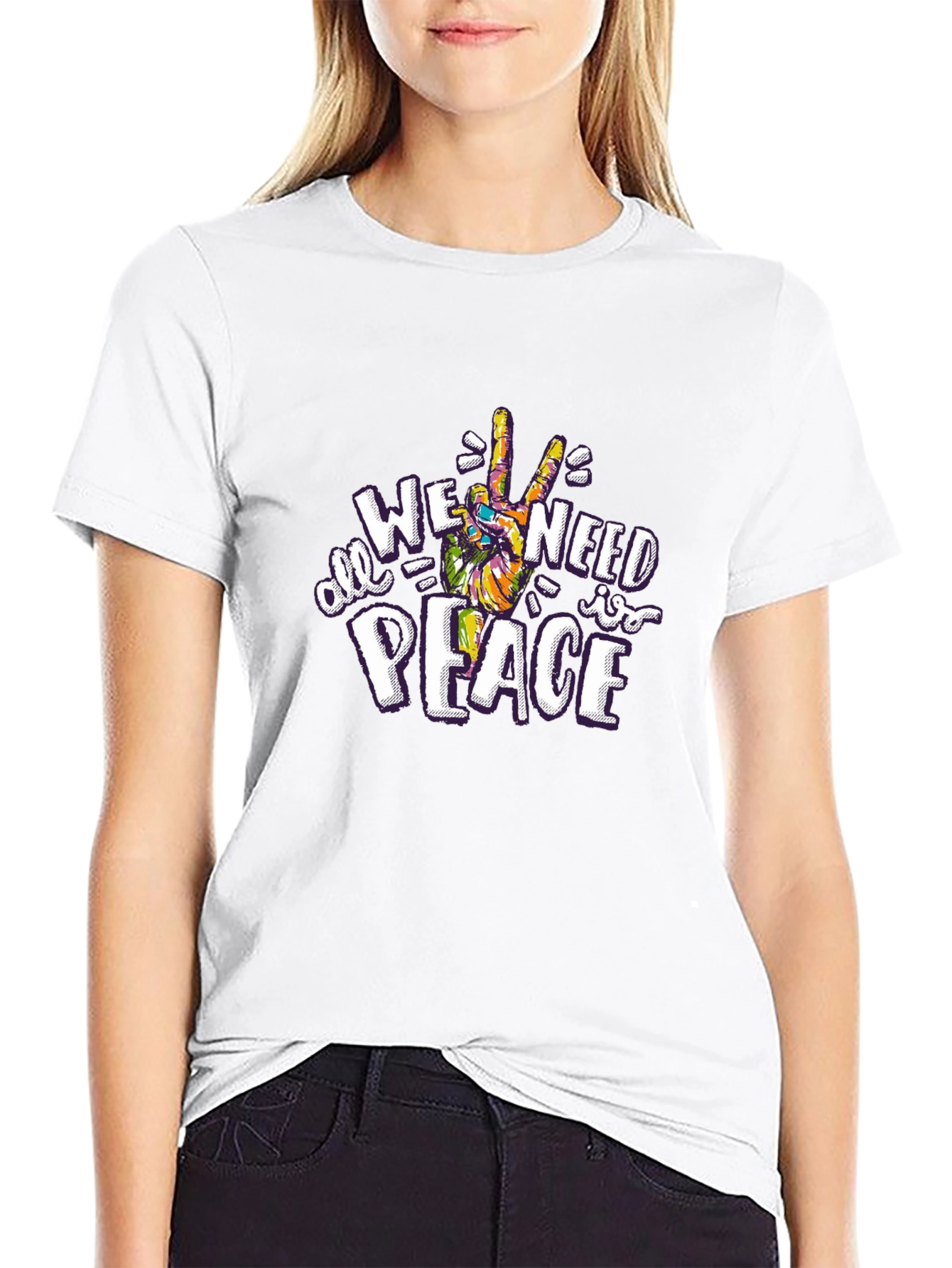 All We Need Is Peace Graphic Tee - Black