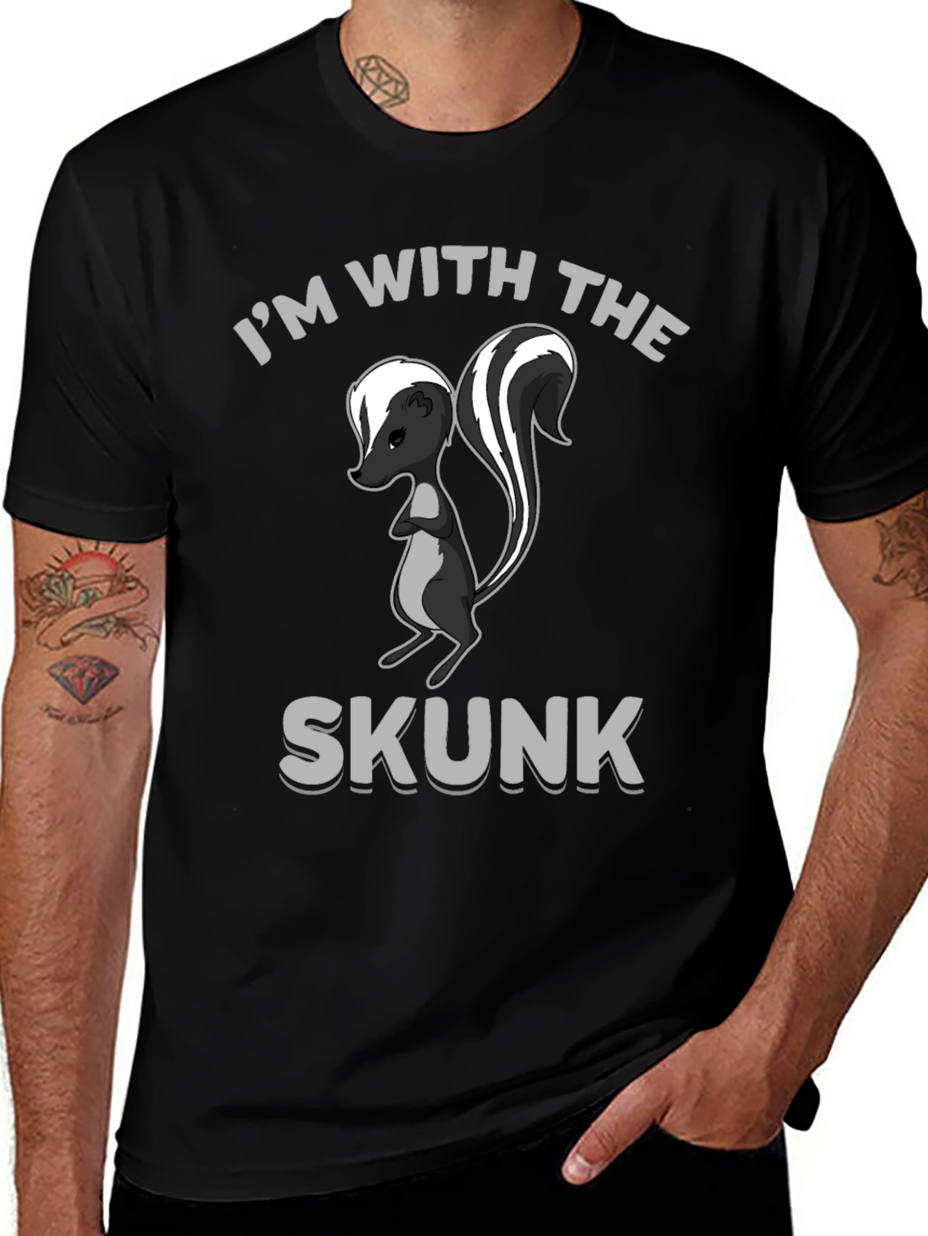Im With The Skunk T-Shirt Funny Cartoon Animal Tee