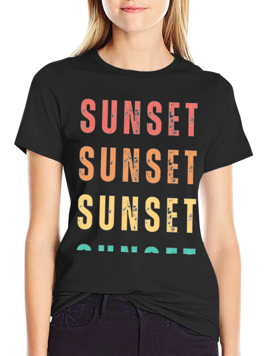 Sunset Graphic Tee - Vintage Style Black T-Shirt