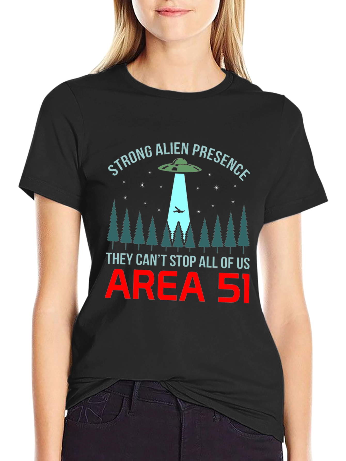 Strong Alien Presence T-Shirt Area 51 UFO Graphic Tee