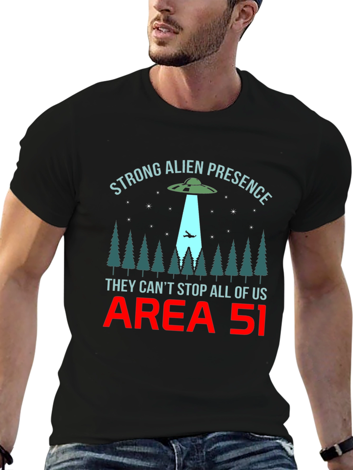 Strong Alien Presence T-Shirt Area 51 UFO Graphic Tee