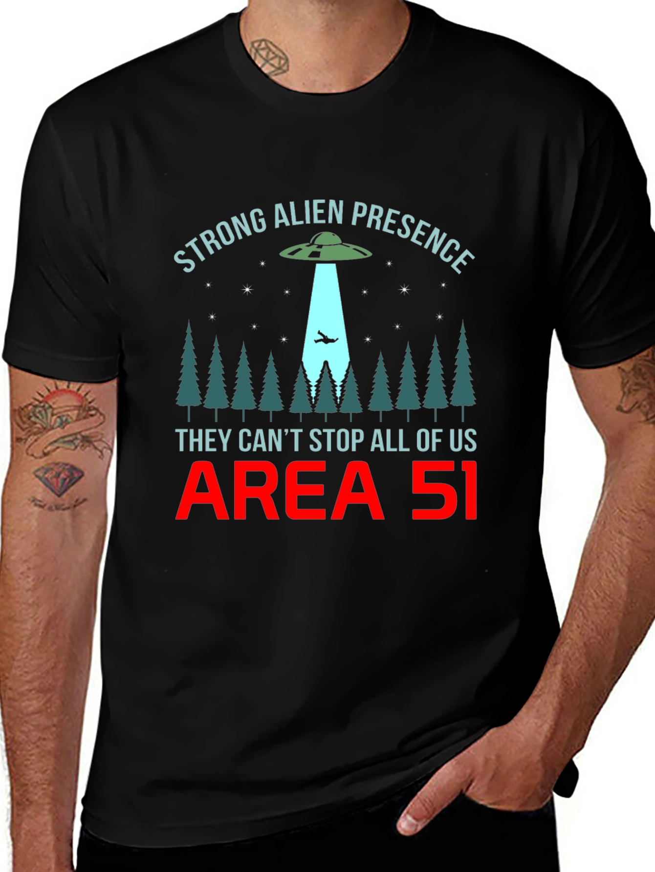 Strong Alien Presence T-Shirt Area 51 UFO Graphic Tee
