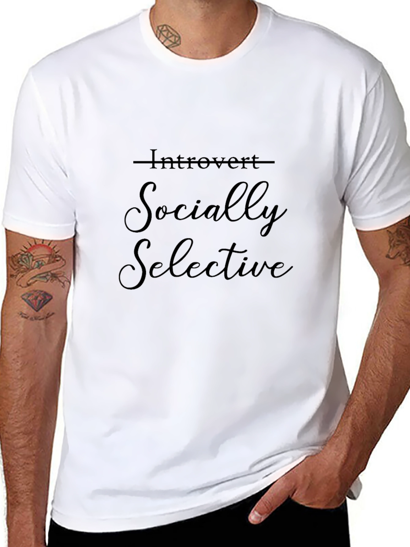 Introvert Socially Selective Black T-Shirt