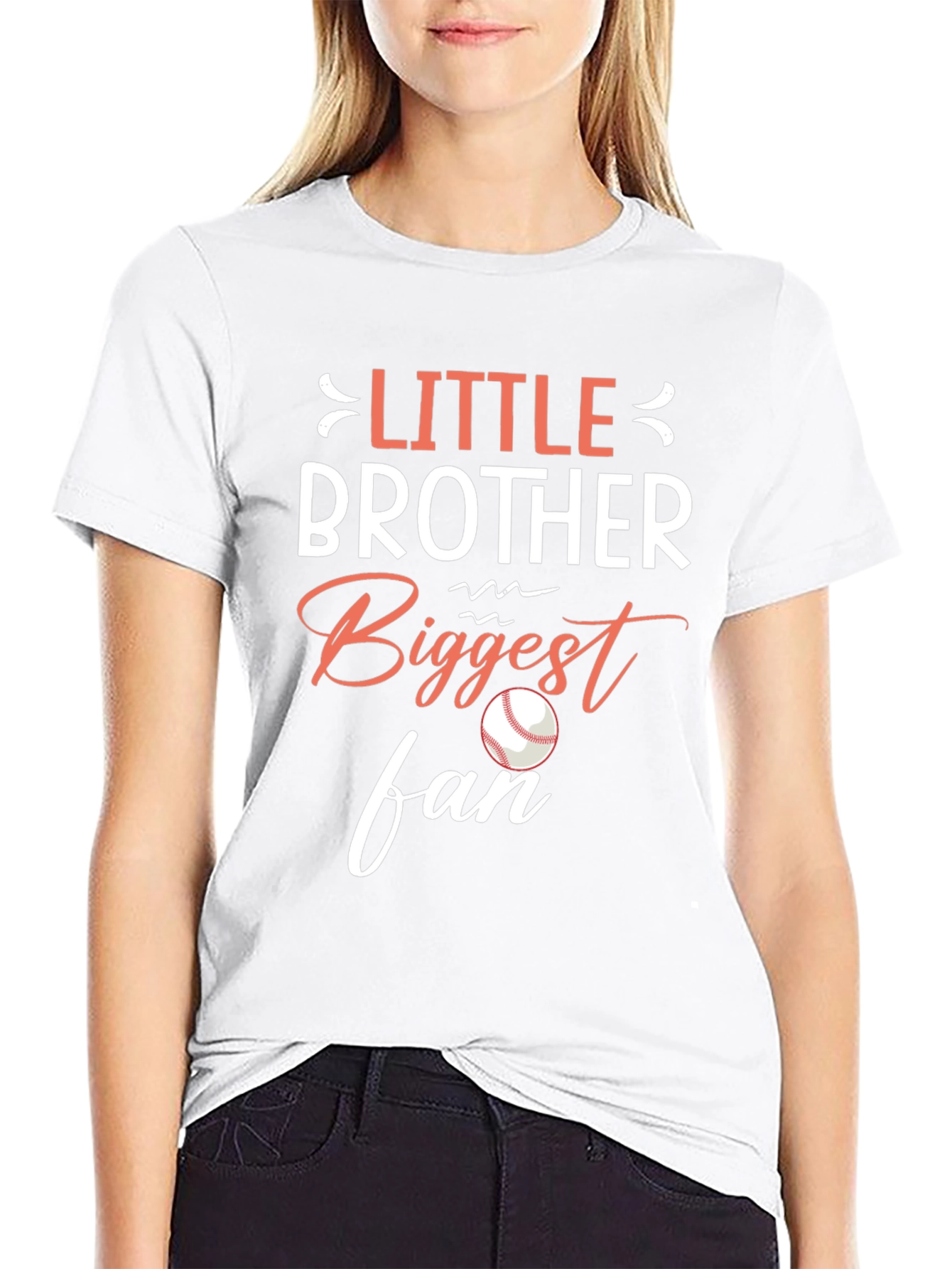 Little Brother Biggest Fan Baseball Graphic T-Shirt