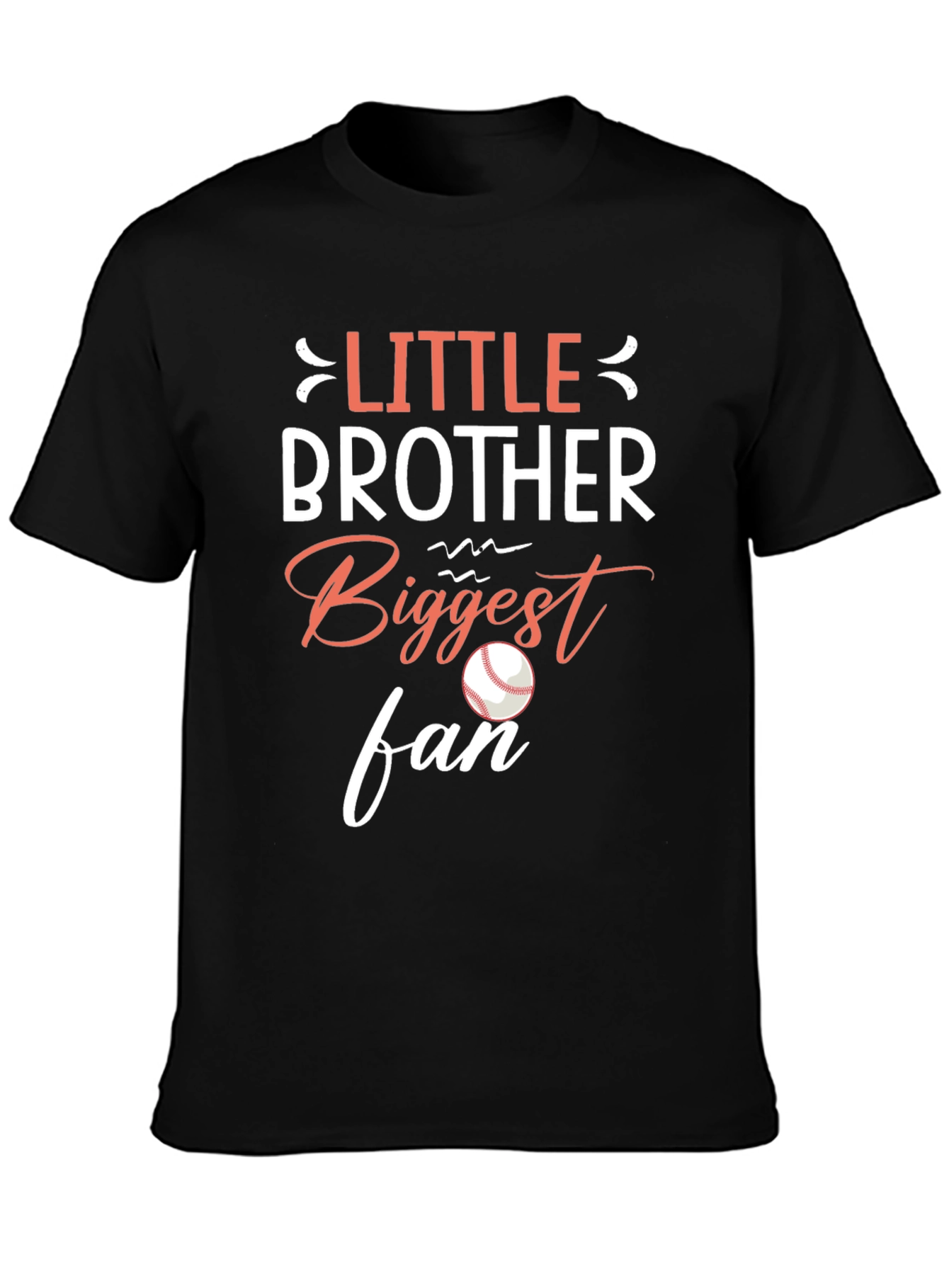 Little Brother Biggest Fan Baseball Graphic T-Shirt