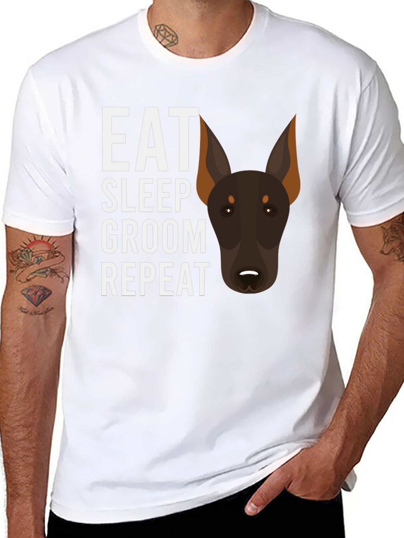 Eat Sleep Groom Repeat Doberman T-Shirt