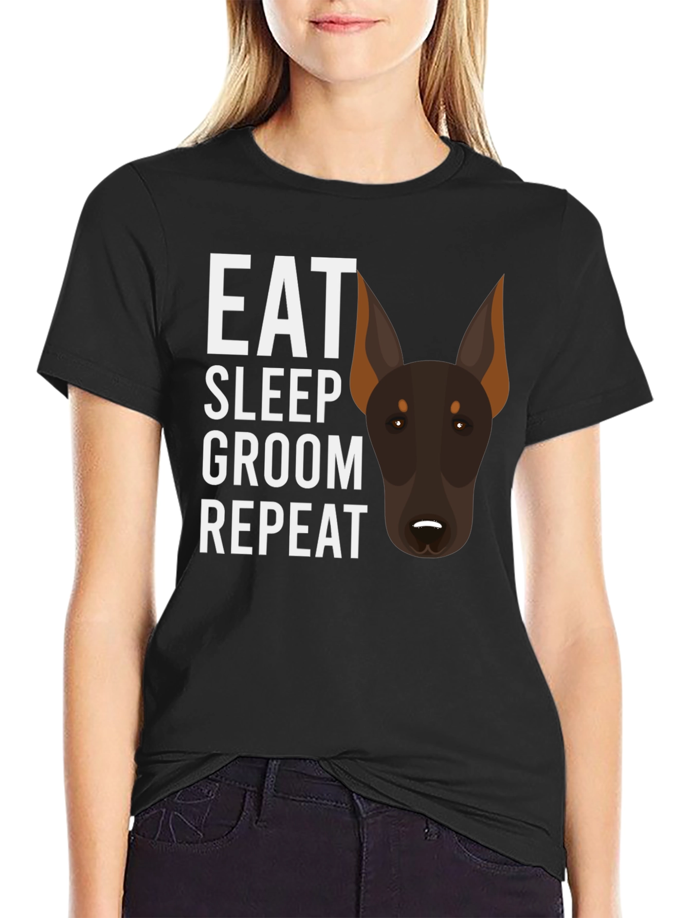 Eat Sleep Groom Repeat Doberman T-Shirt