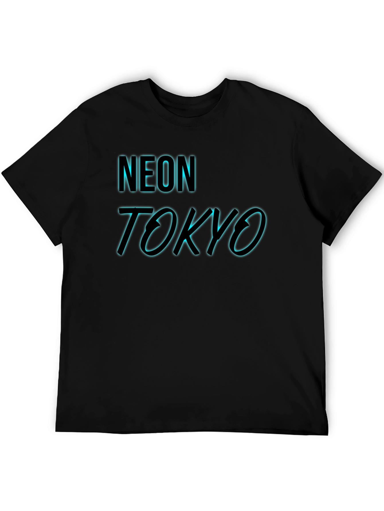 Neon Tokyo Graphic Tee - Black Cotton Blend
