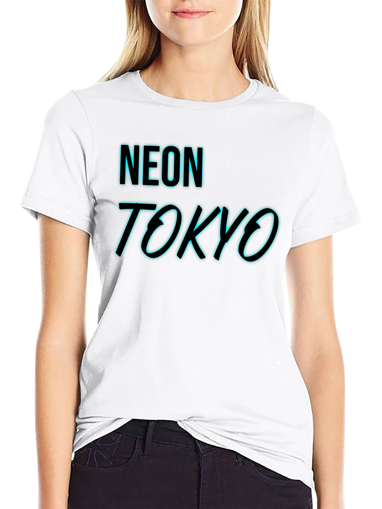 Neon Tokyo Graphic Tee - Black Cotton Blend