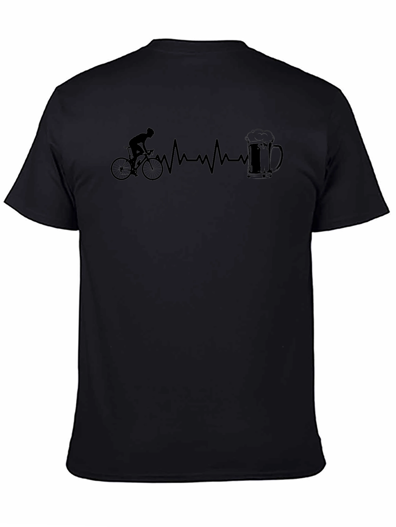 Cyclist Heartbeat Beer Mug Black T-Shirt
