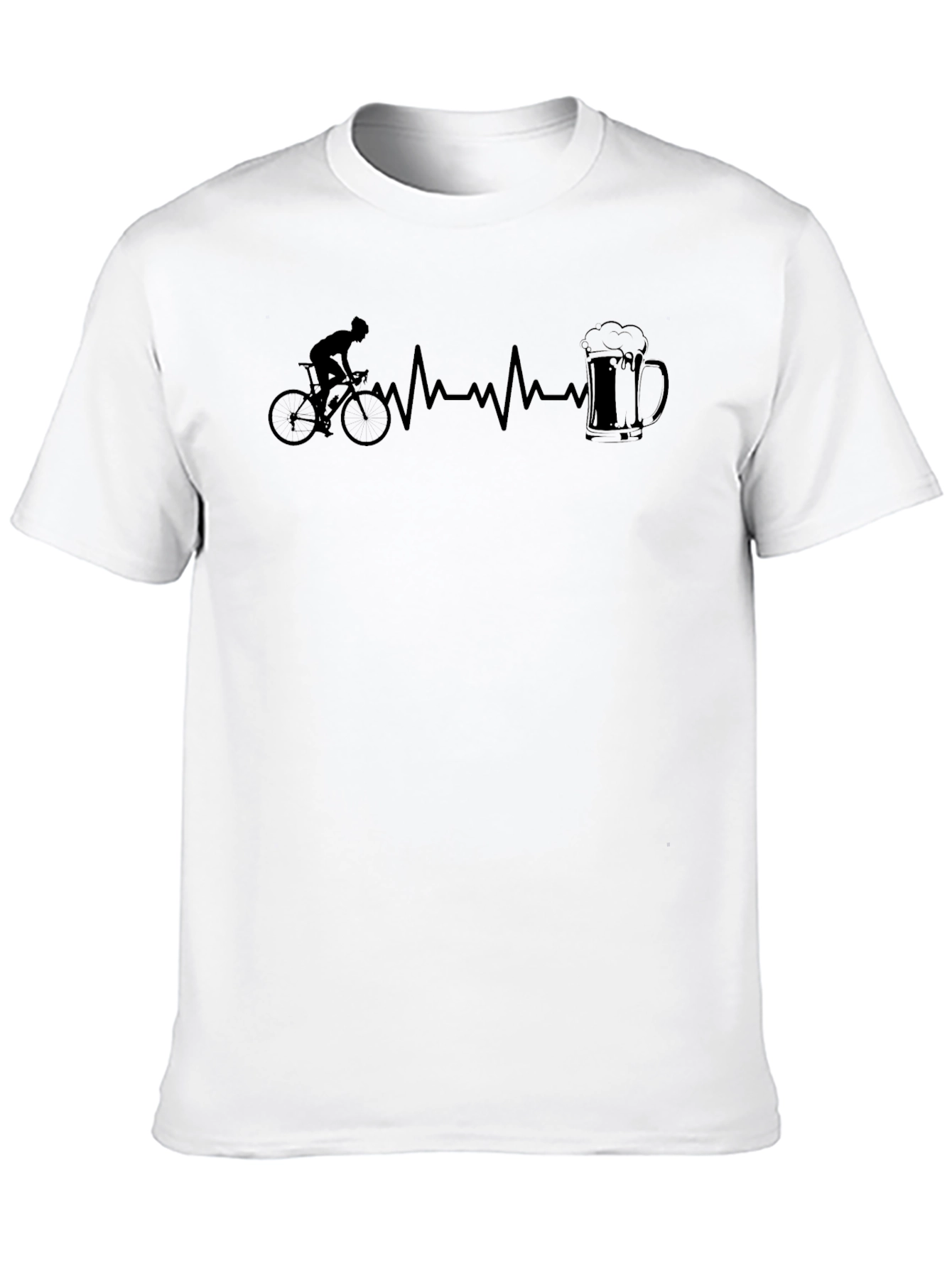 Cyclist Heartbeat Beer Mug Black T-Shirt