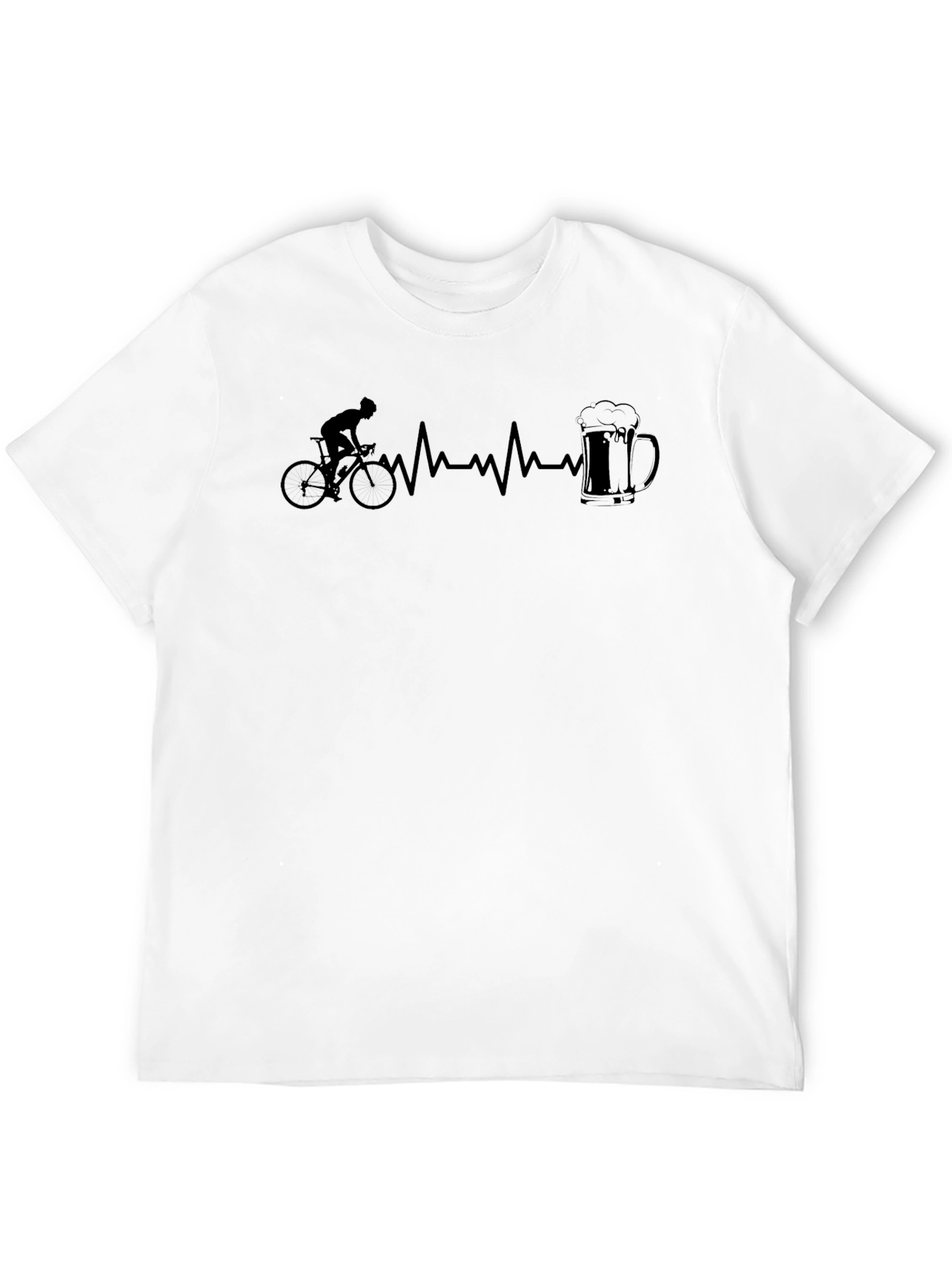 Cyclist Heartbeat Beer Mug Black T-Shirt