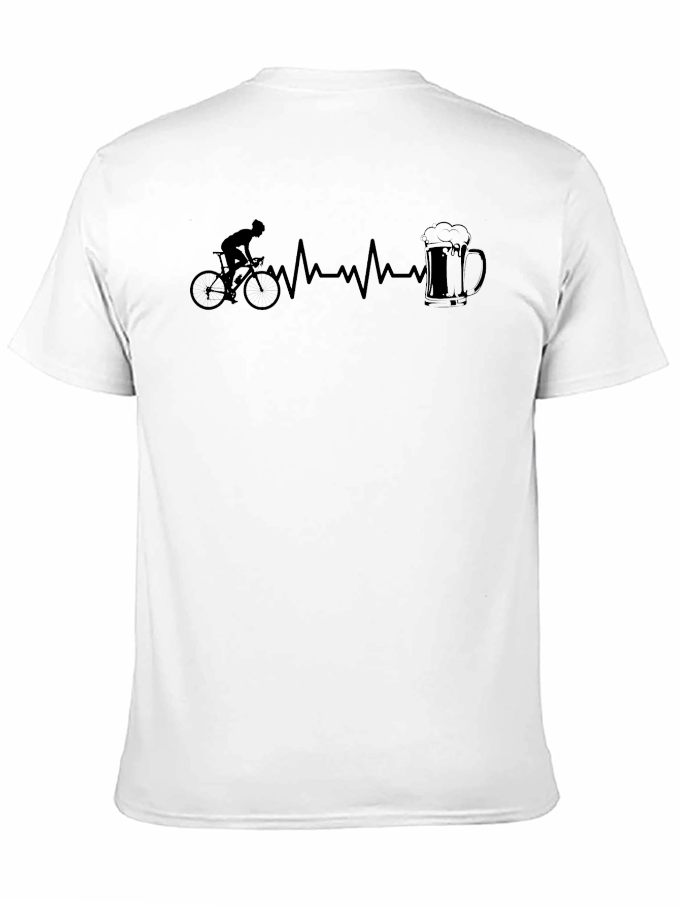 Cyclist Heartbeat Beer Mug Black T-Shirt