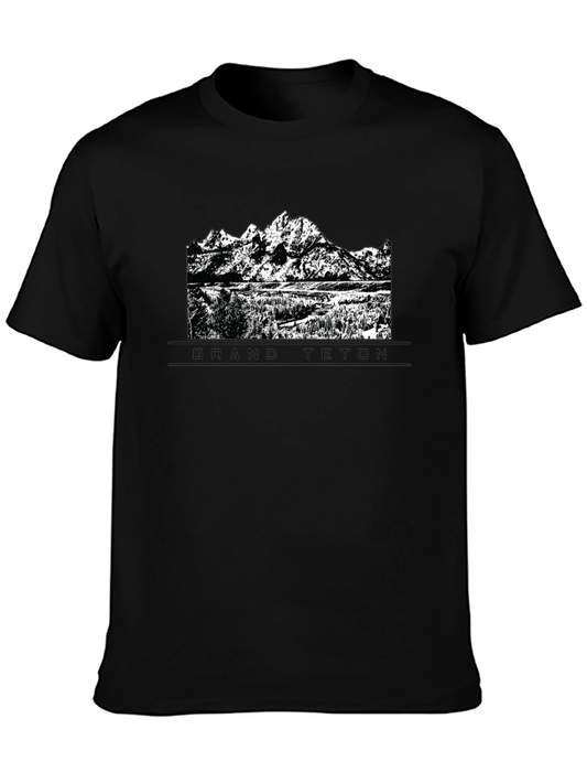Grand Teton Graphic Tee - Black Cotton Comfort