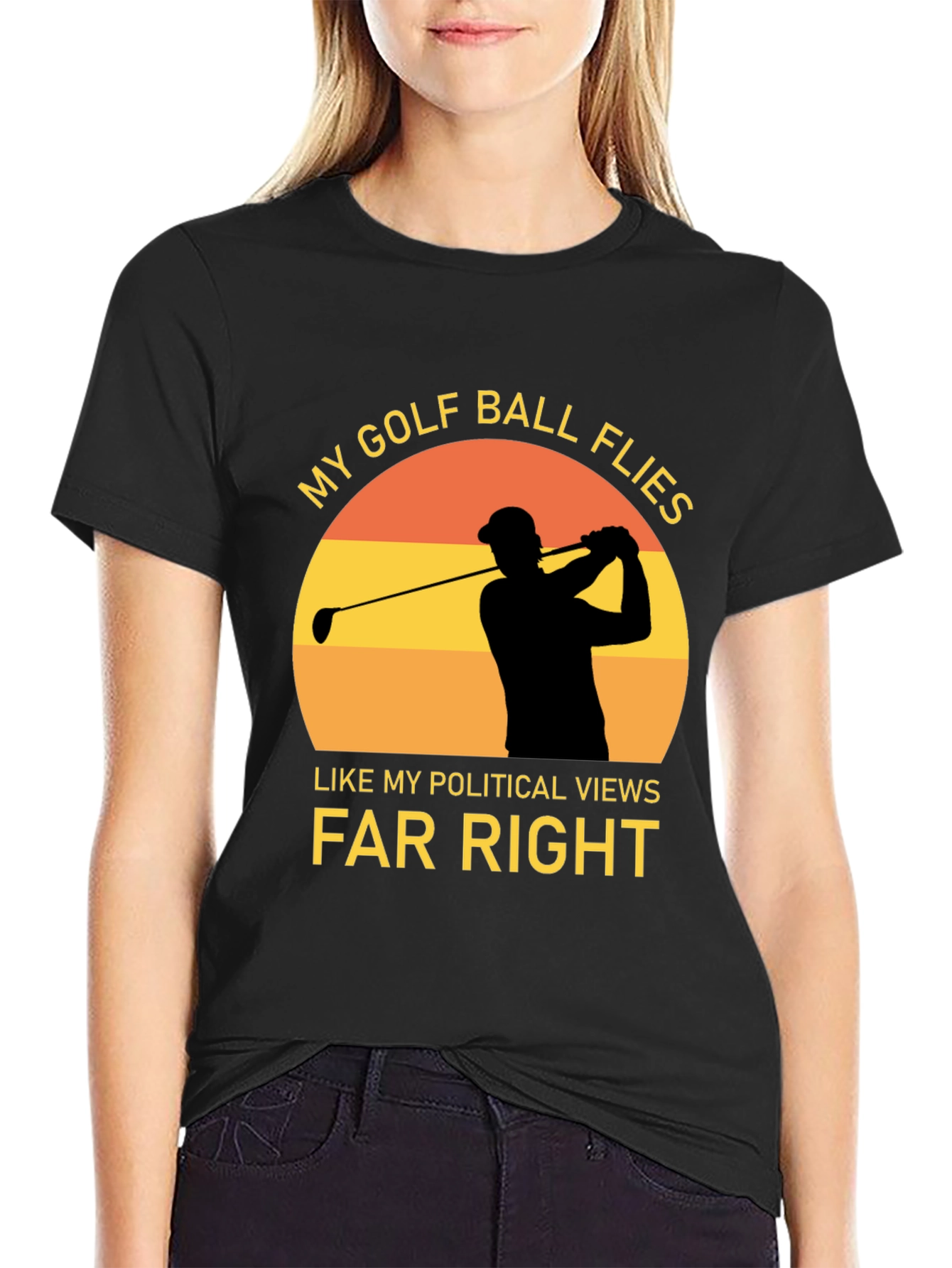Golf Ball Flies Far Right Graphic Tee