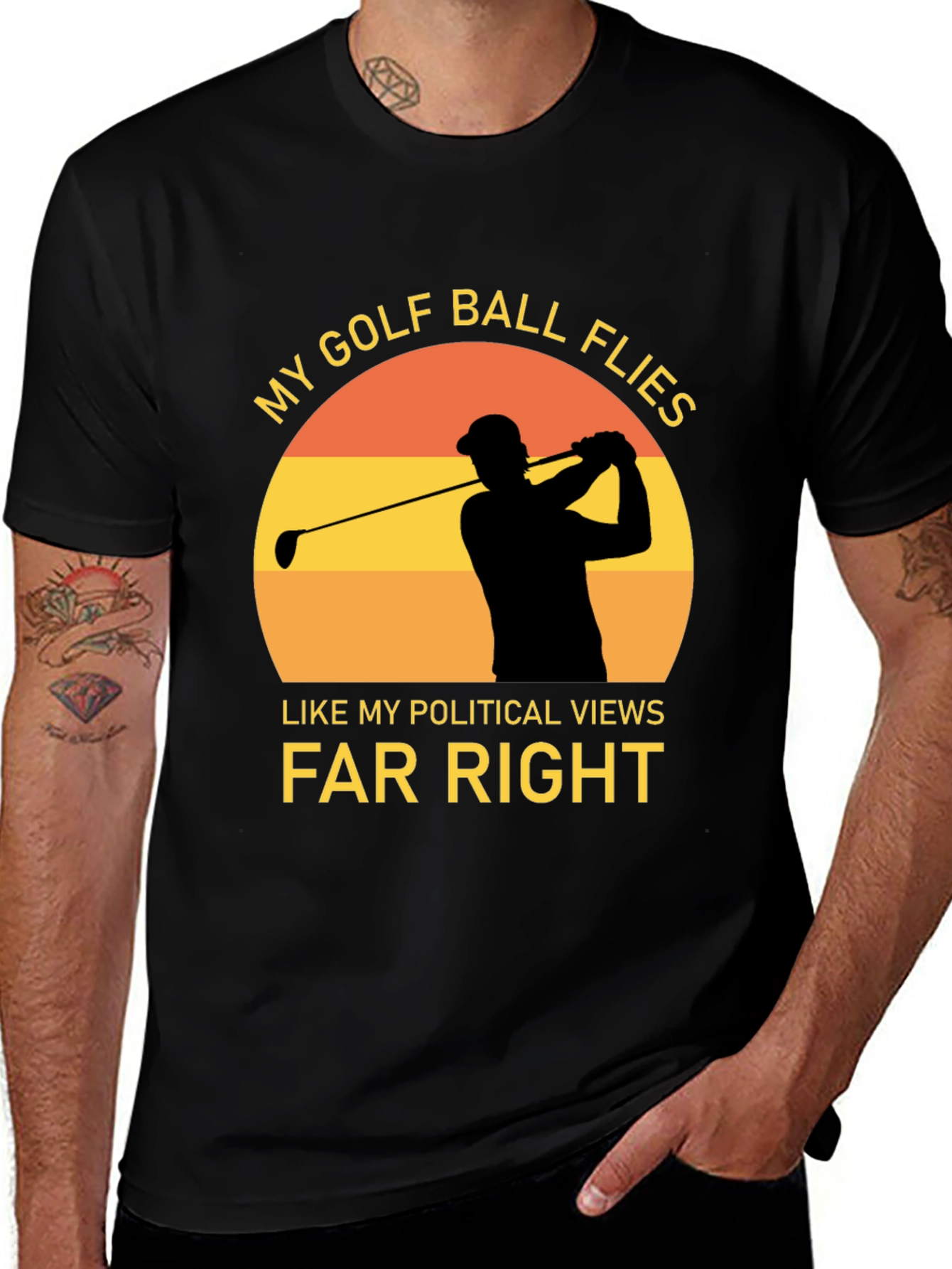 Golf Ball Flies Far Right Graphic Tee