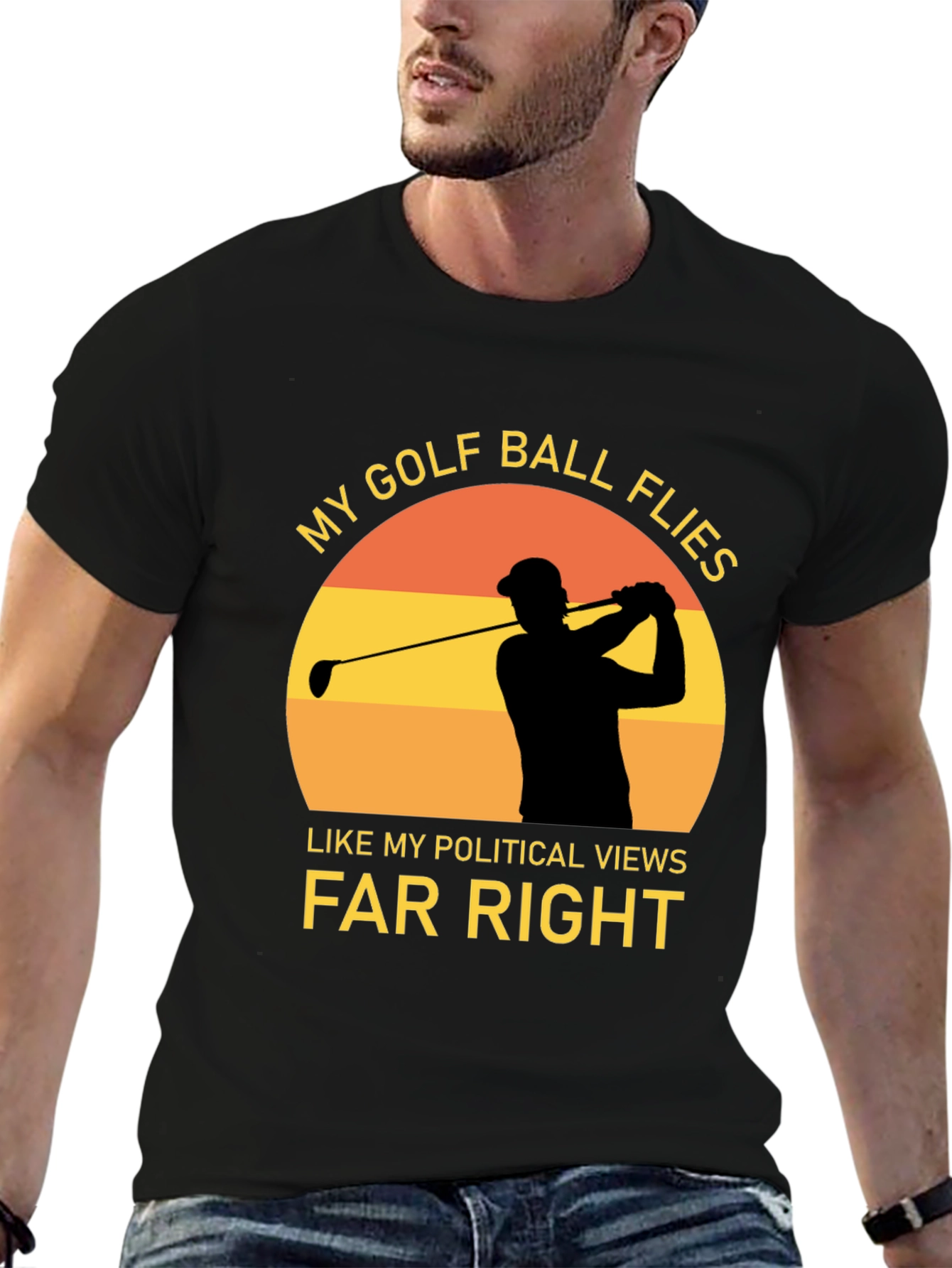 Golf Ball Flies Far Right Graphic Tee