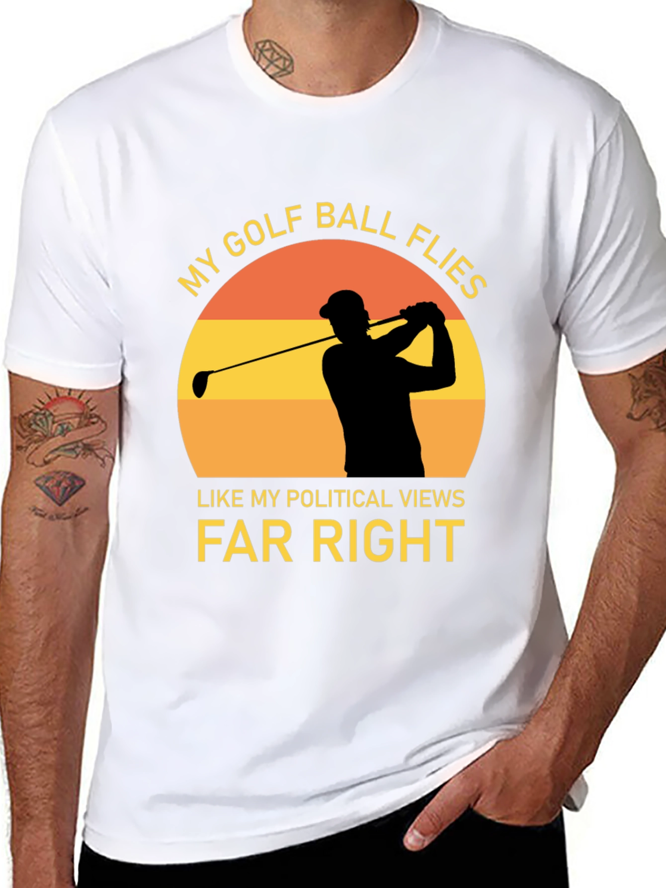 Golf Ball Flies Far Right Graphic Tee