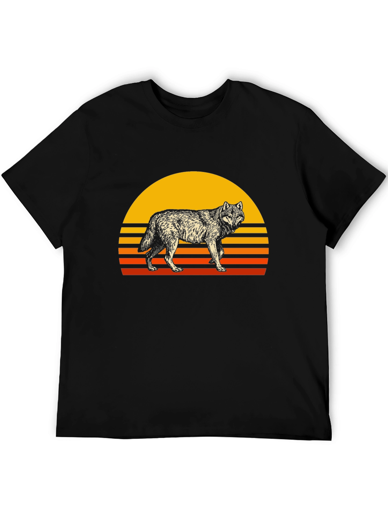 Retro Wolf Graphic Tee - Black