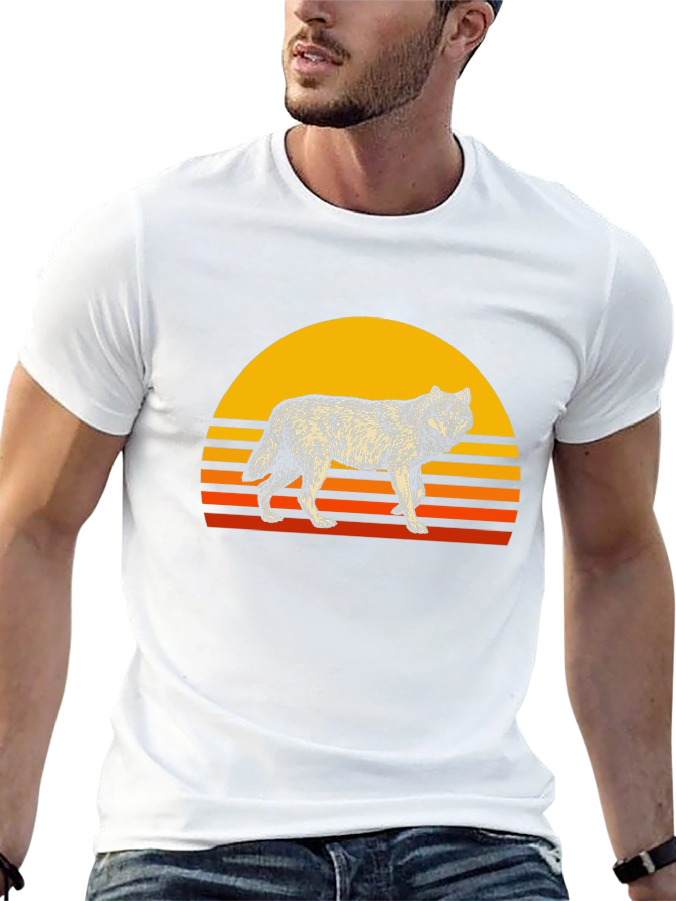 Retro Wolf Graphic Tee - Black