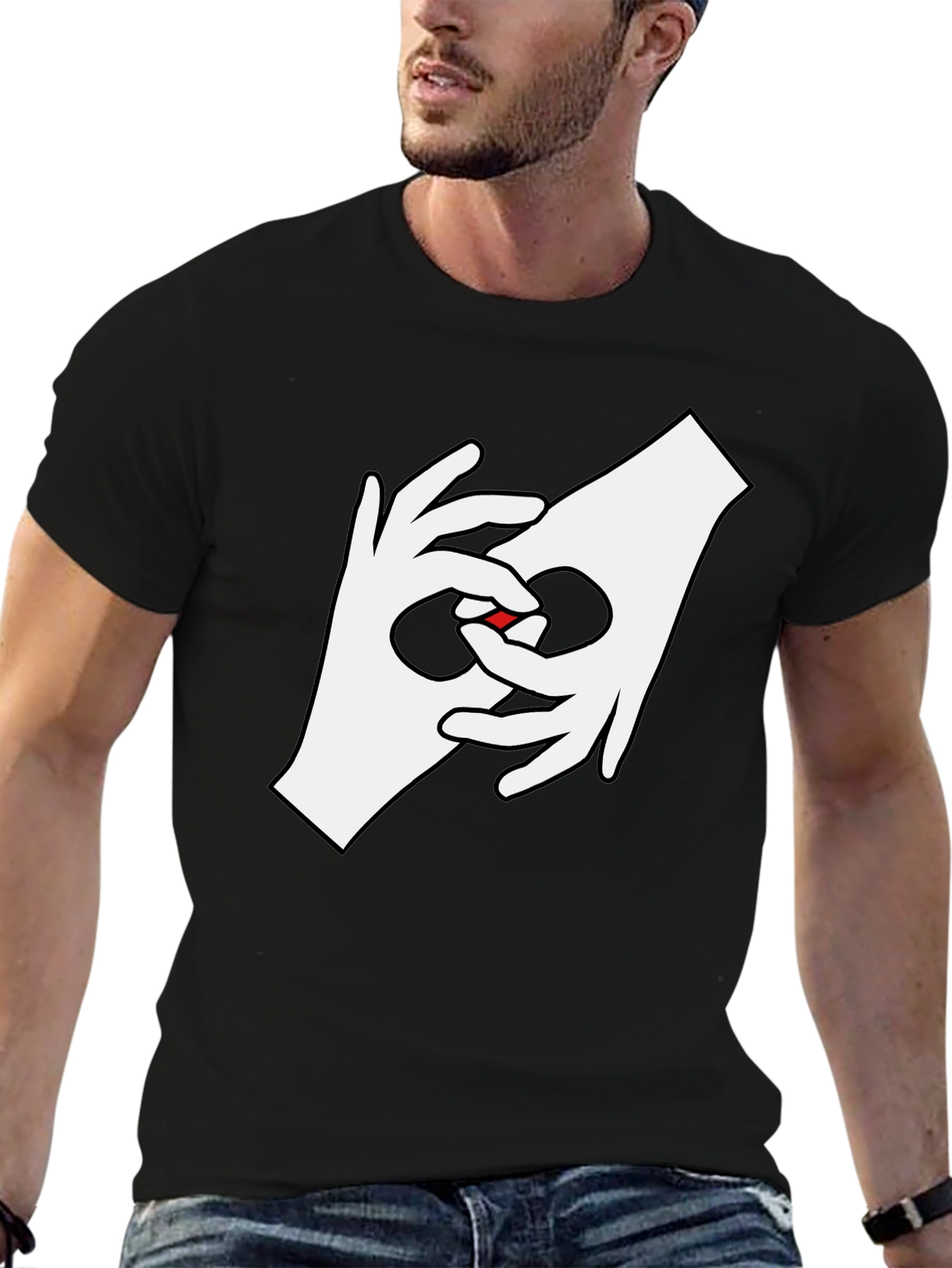 Hand Sign Language Love Heart T-Shirt - Black