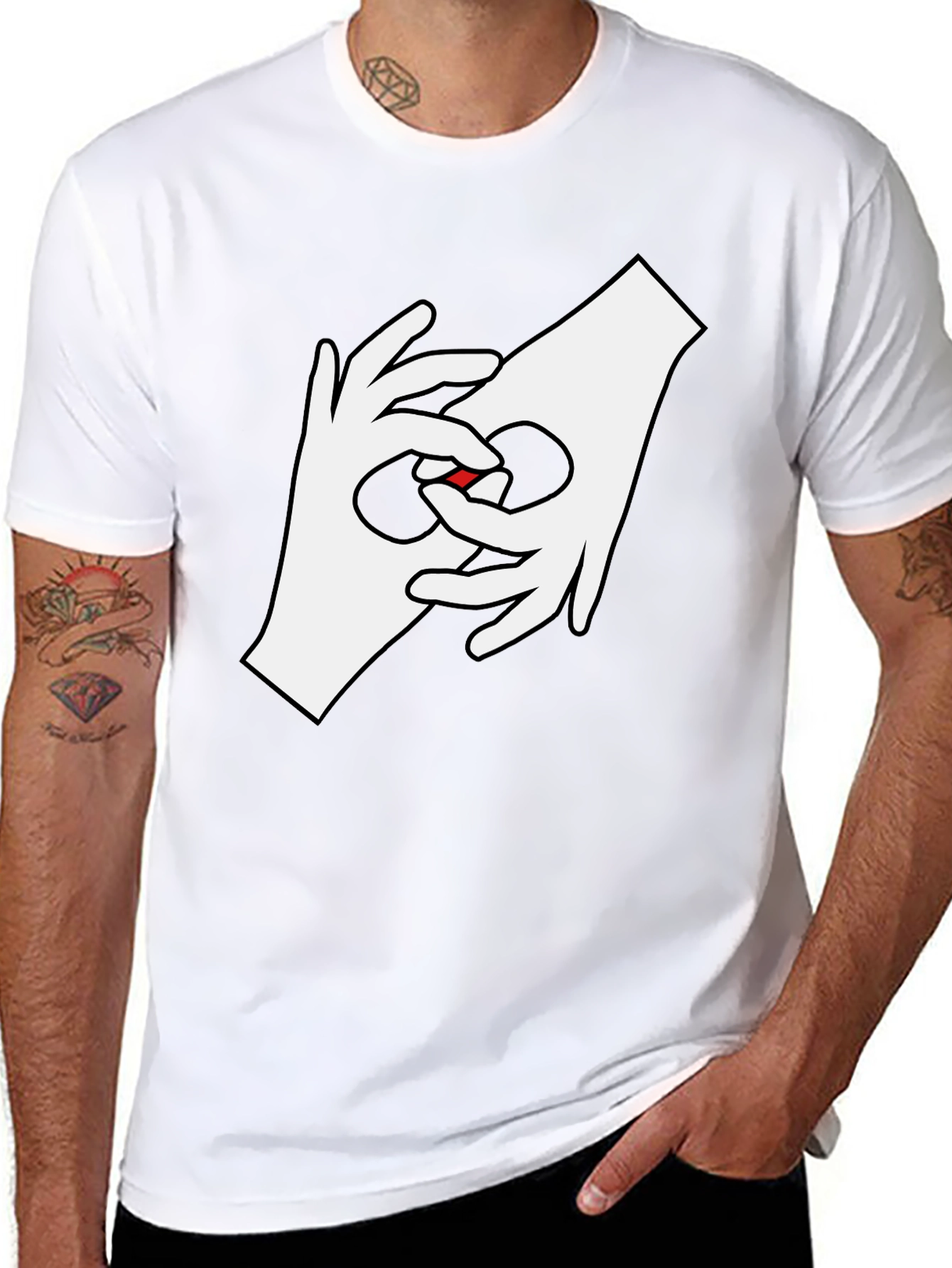 Hand Sign Language Love Heart T-Shirt - Black