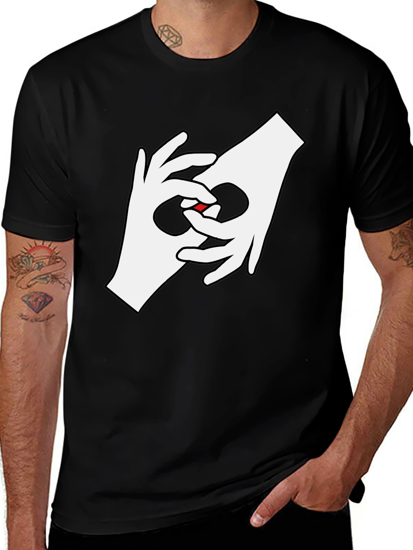 Hand Sign Language Love Heart T-Shirt - Black