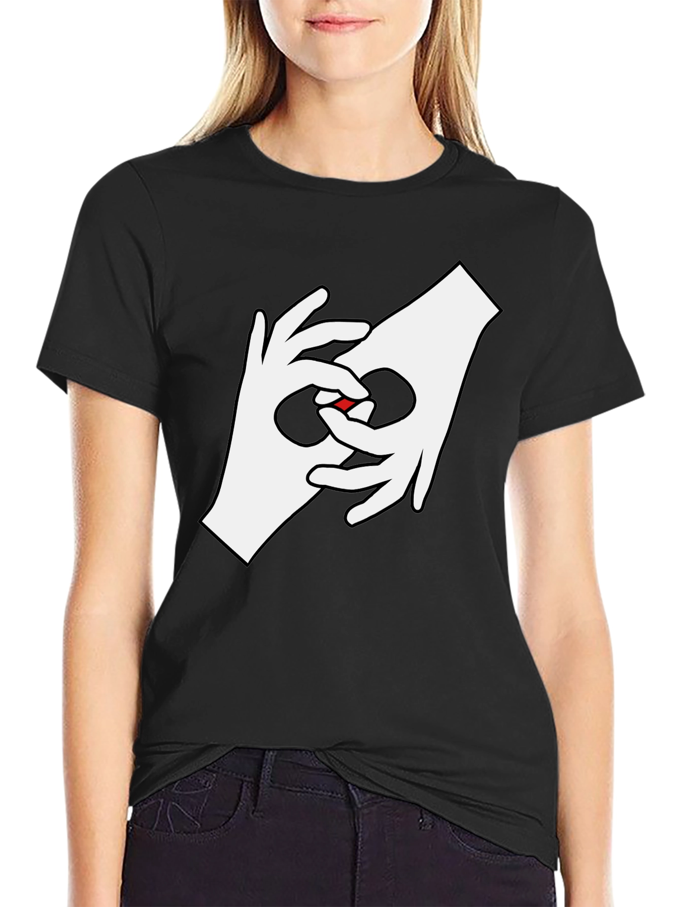 Hand Sign Language Love Heart T-Shirt - Black