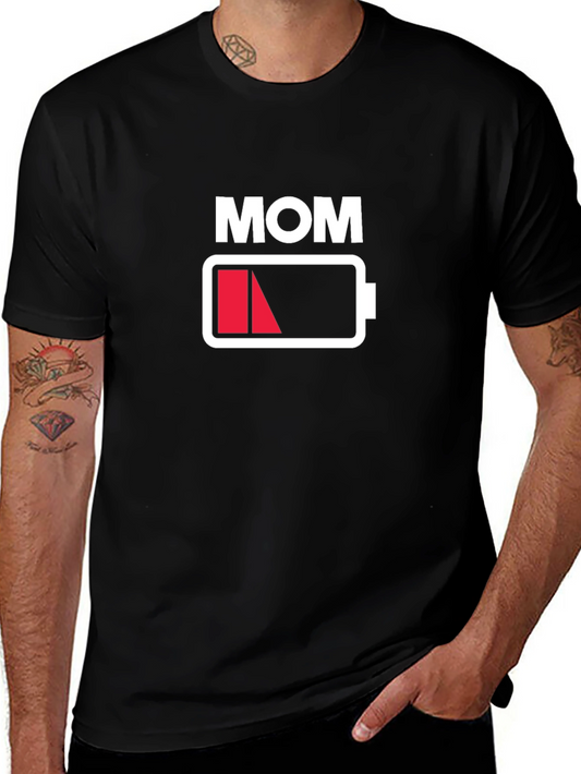 Mom Low Battery T-Shirt - Funny Graphic Tee for Mothers