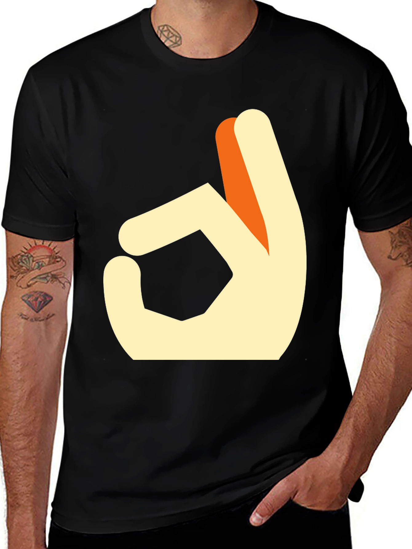 OK Hand Gesture Graphic Tee - Casual Cotton Shirt