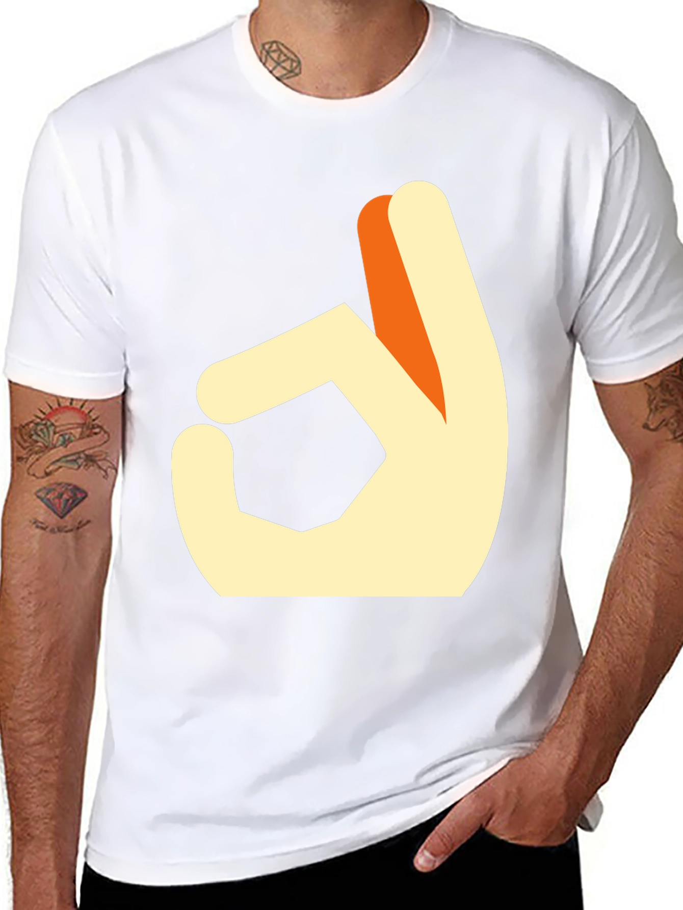 OK Hand Gesture Graphic Tee - Casual Cotton Shirt
