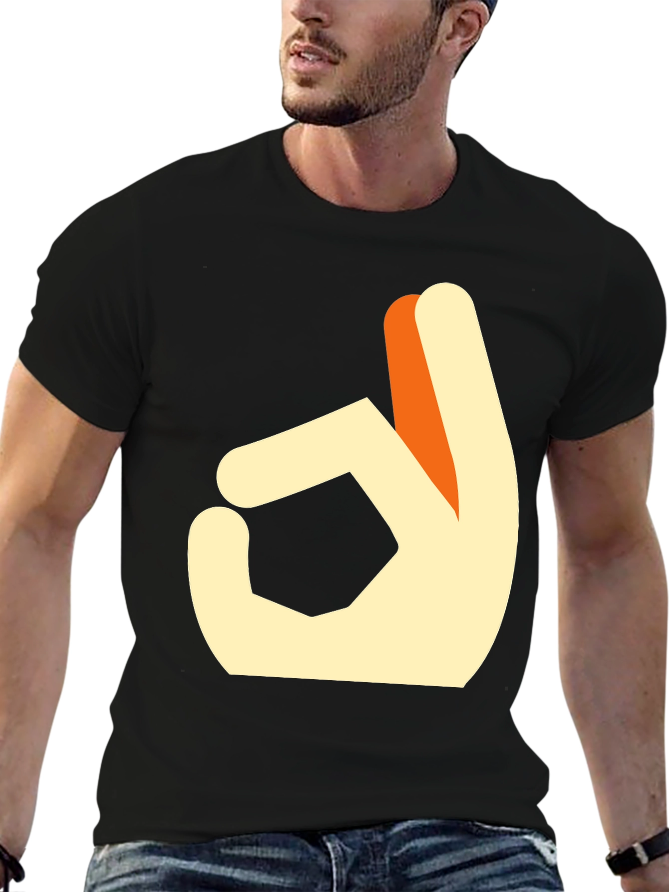 OK Hand Gesture Graphic Tee - Casual Cotton Shirt