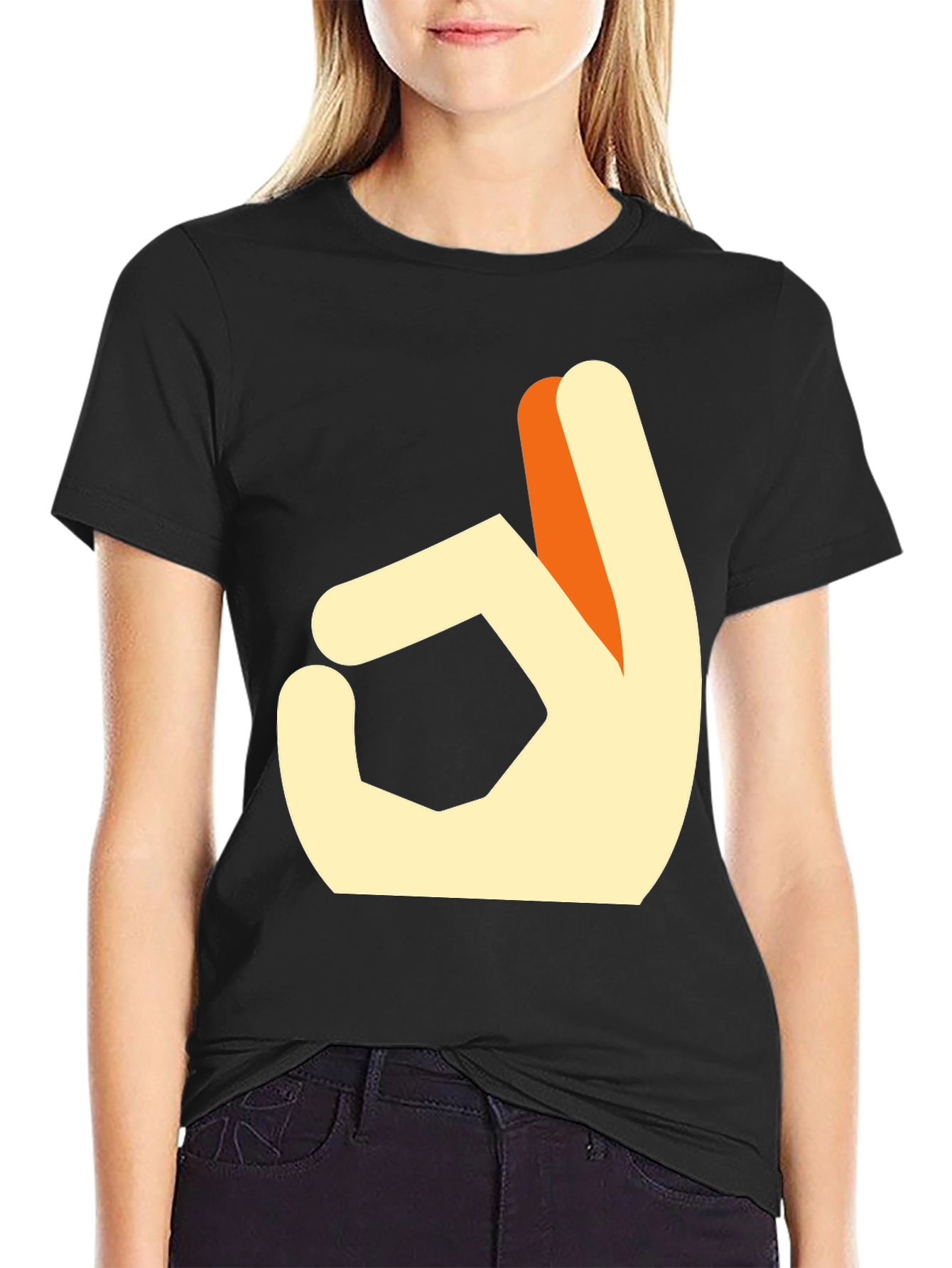 OK Hand Gesture Graphic Tee - Casual Cotton Shirt
